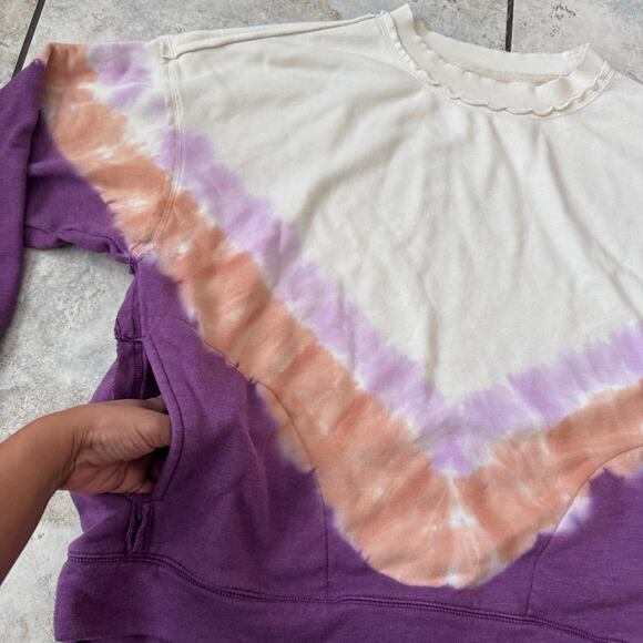 Free People Movement Ombré Mette Crew Neck Tie Dye Sweatshirt size XS oversized - Picture 14 of 14